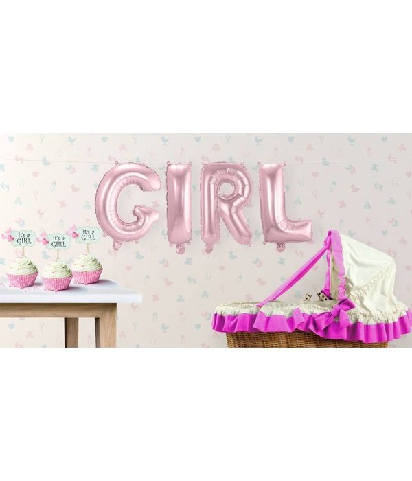 Set baby roze folie ballonnen 'Girl'