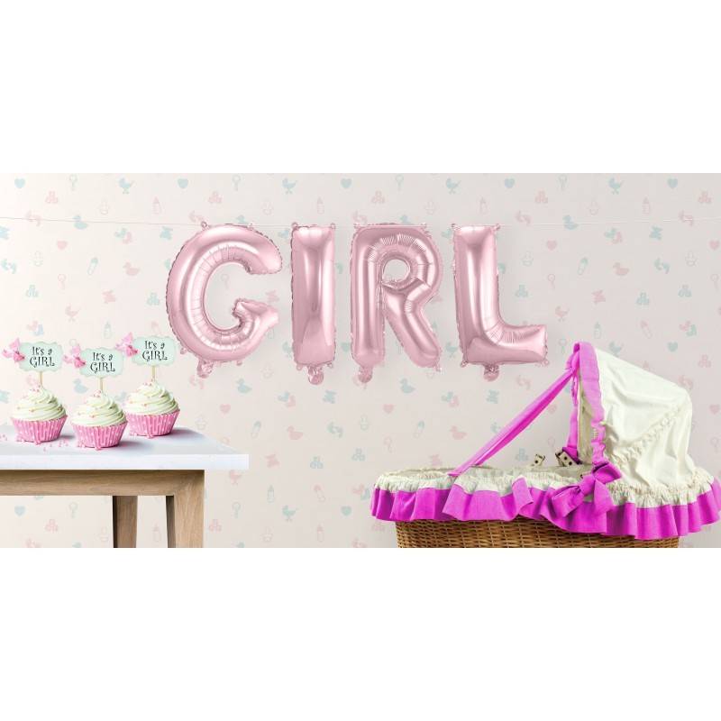 Set baby roze folie ballonnen &apos;Girl&apos;