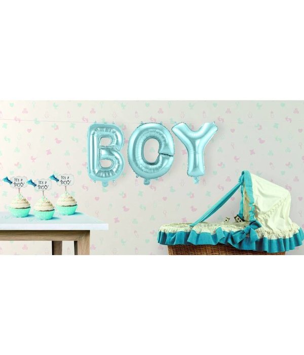 Set baby blauwe folie ballonnen 'Boy'