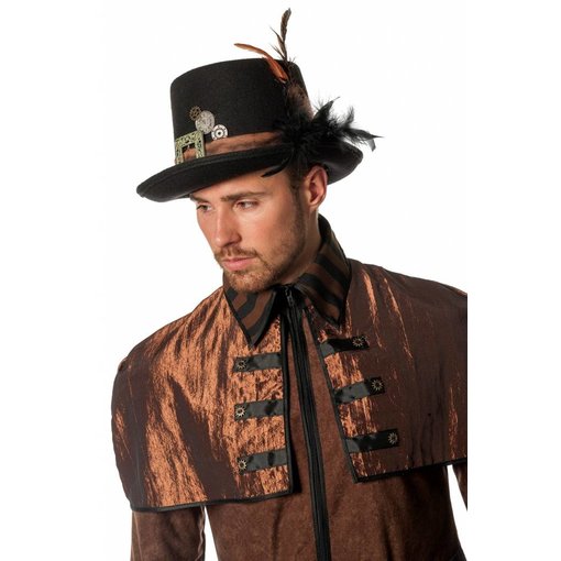 Steampunk hoed met veren