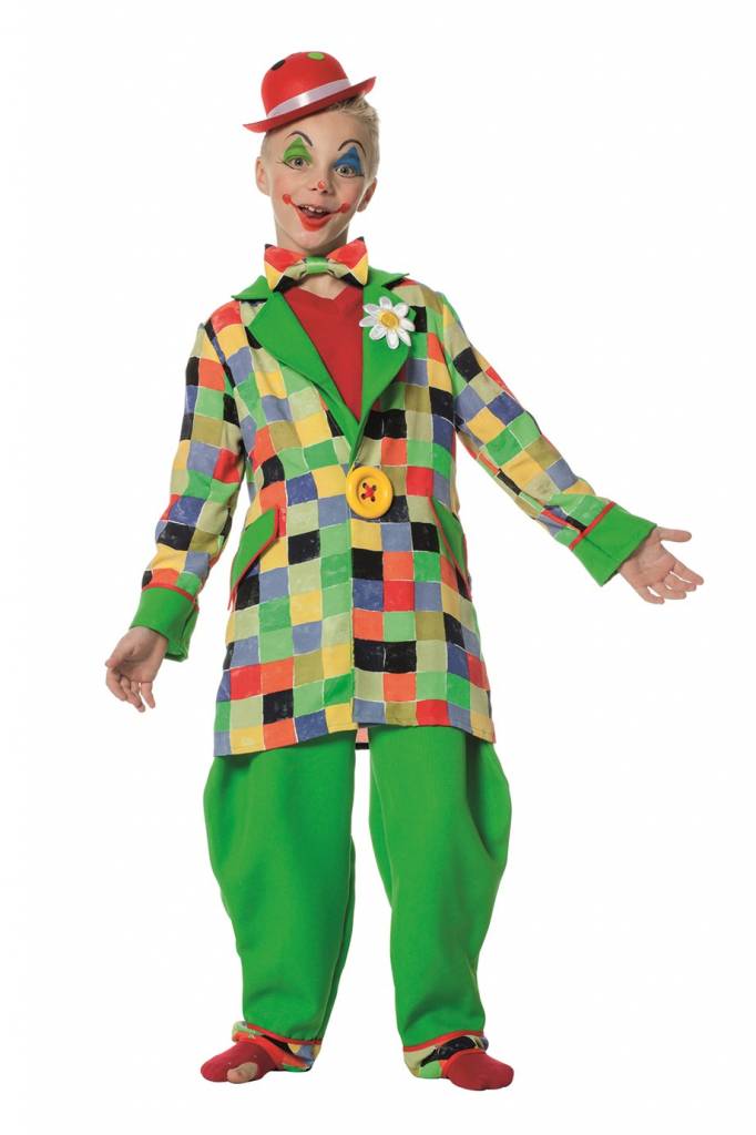 Funky clown jongen kostuum afbeelding