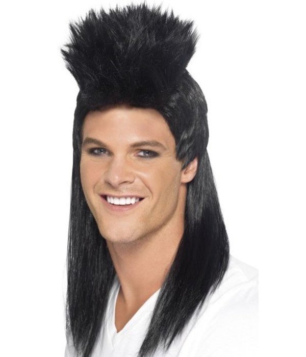 80's rocker pruik zwart