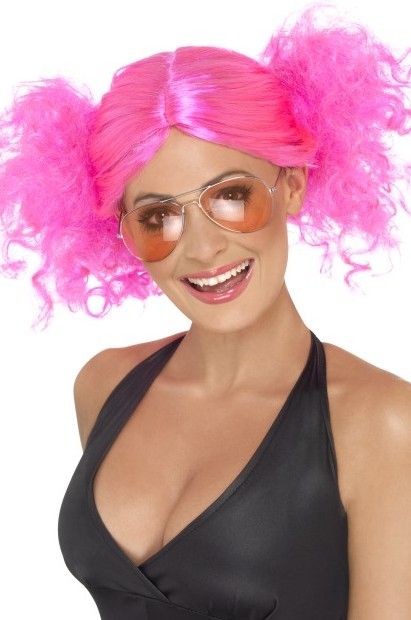 80&apos;s pruik staartjes pink afbeelding