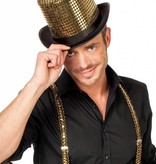 Hoge hoed paillettenstof goud