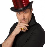 Hoge hoed pailletten stof rood