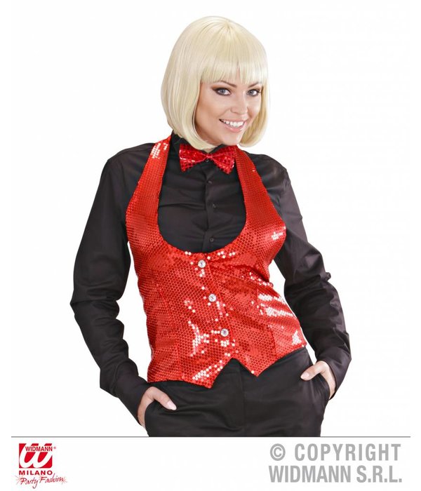 Dames paillettenvest rood