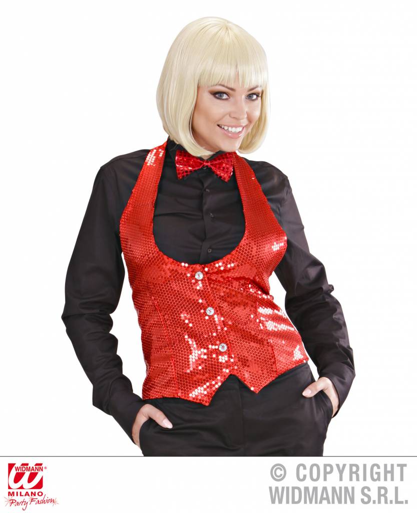 Dames paillettenvest rood afbeelding