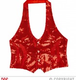 Dames paillettenvest rood