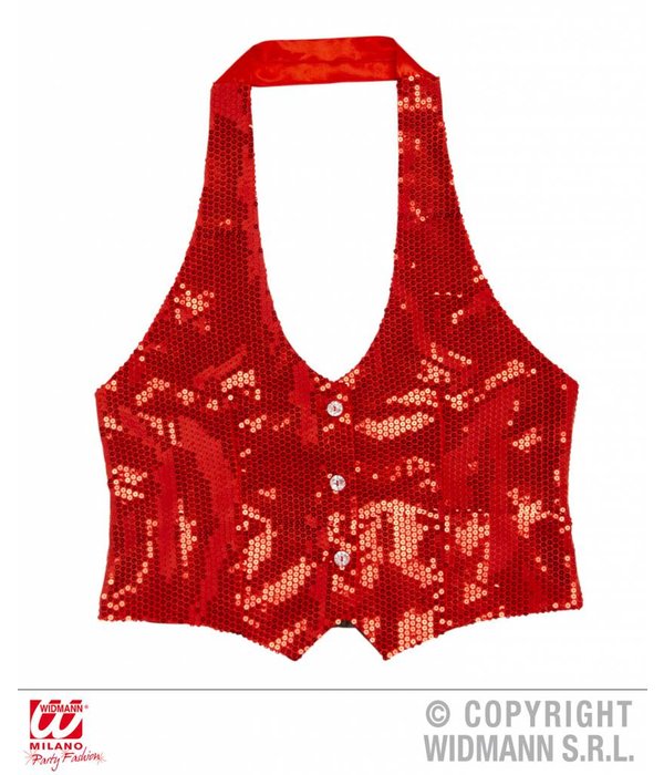 Dames paillettenvest rood