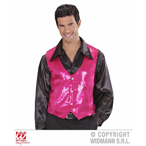 Paillettenvest roze man