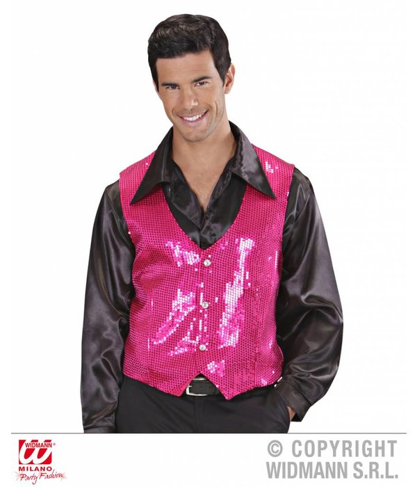Paillettenvest roze man