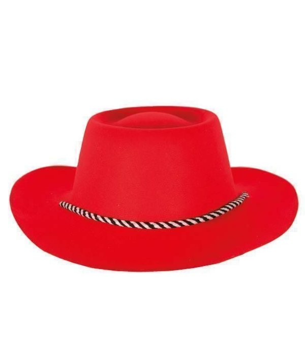 Namens Maria Ithaca Rode hoed Cowboy flocked - Feestbazaar.nl