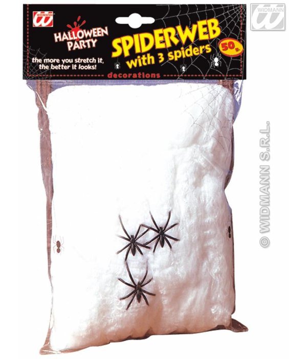 Spinneweb 50 gram met 3 spinnen