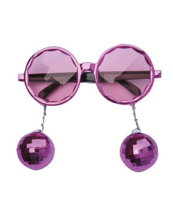 Bril met roze disco ballen