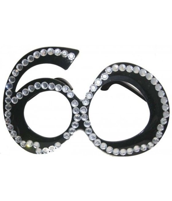 Funbril 60 met steentjes zwart