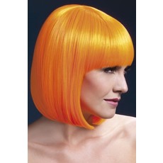 Professionele pruik bobline neon oranje