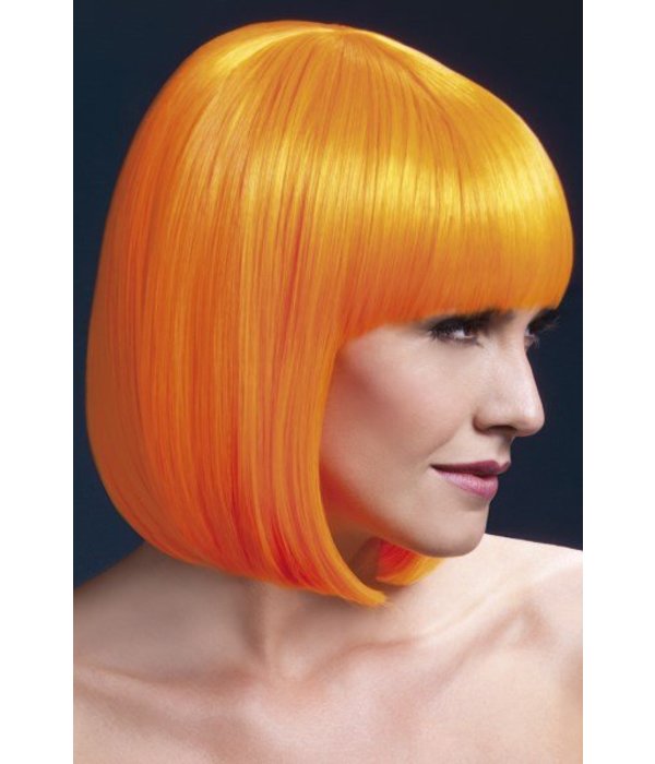 Professionele pruik bobline neon oranje