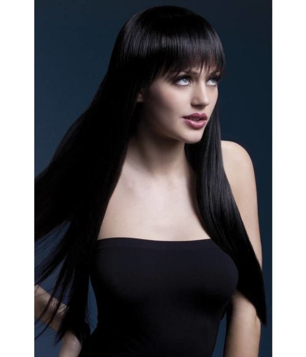 Professionele pruik lang zwart Jessica
