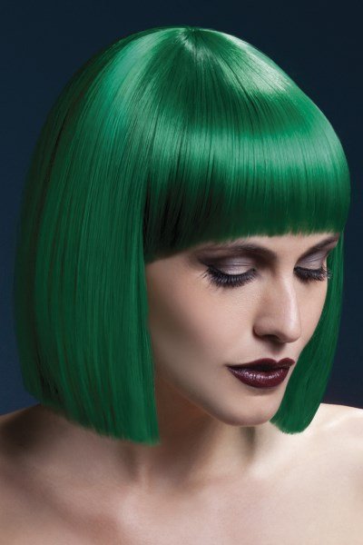 Professionele pruik kort groen Lola afbeelding