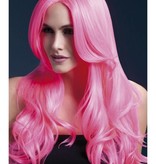 Professionele pruik lang neon roze Khloe