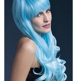 Professionele pruik lang blauw Emily