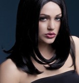 Professionele pruik half lang zwart