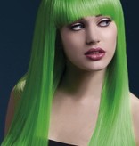 Professionele pruik lang neon groen Alexia