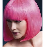 Professionele pruik kort neon pink