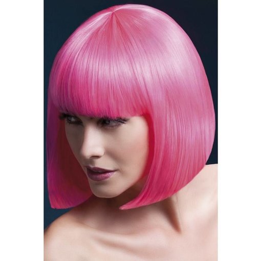 Professionele pruik kort neon pink