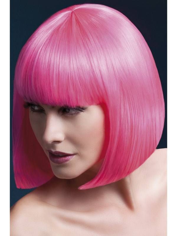 Professionele pruik kort neon pink afbeelding