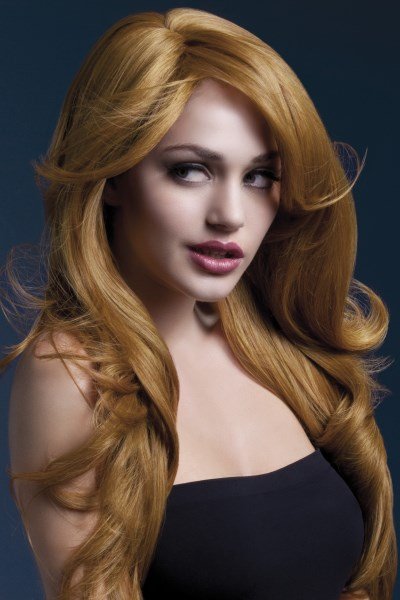 Professionele pruik lang auburn Nicole afbeelding