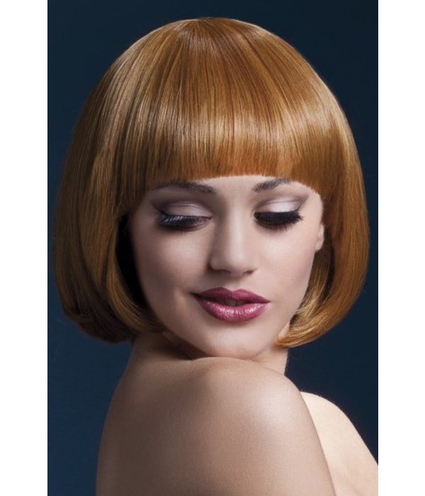 Professionele pruik kort auburn Mia