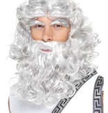 Zeus pruik met baard en wenkbrauwen