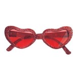 Hartjes bril glitter rood