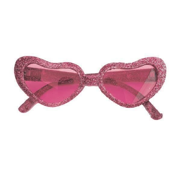 Hartjesbril glitter roze