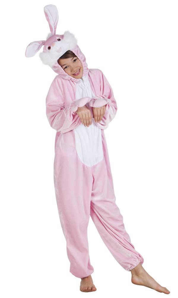 Roze Konijnenpak pluche kind afbeelding