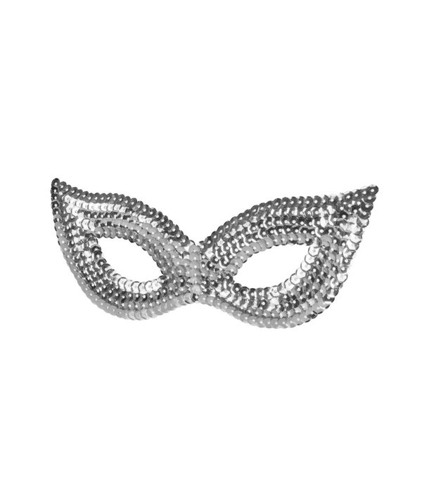 Oogmasker pailletten zilver kat