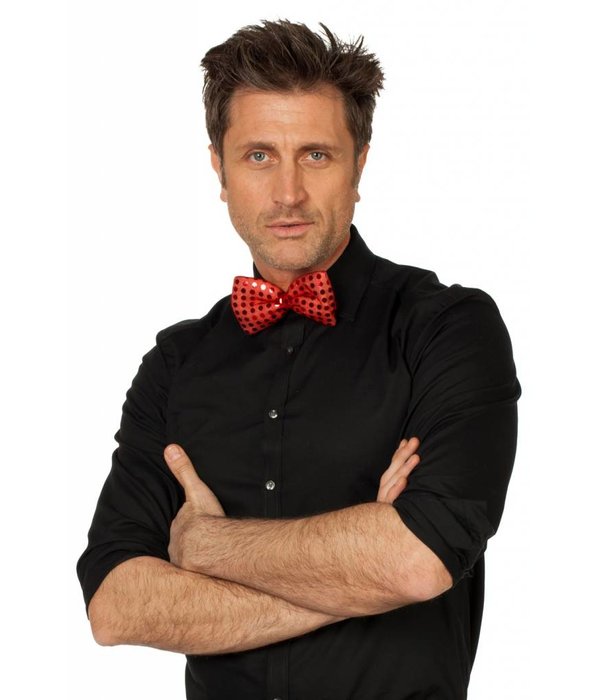 Strikje pailletten rood