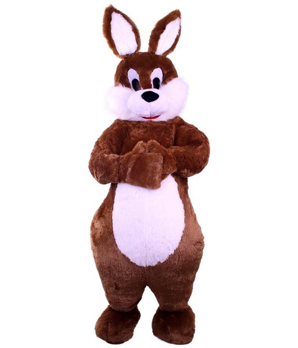 Pluche bruin konijn deluxe met buikje