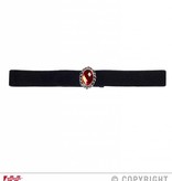 Nekband fluweel zwart met rode steen