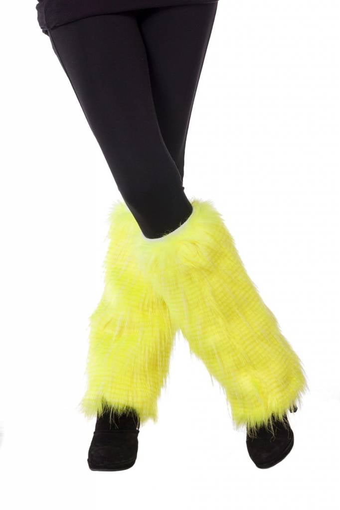 Beenwarmers pluche neon geel