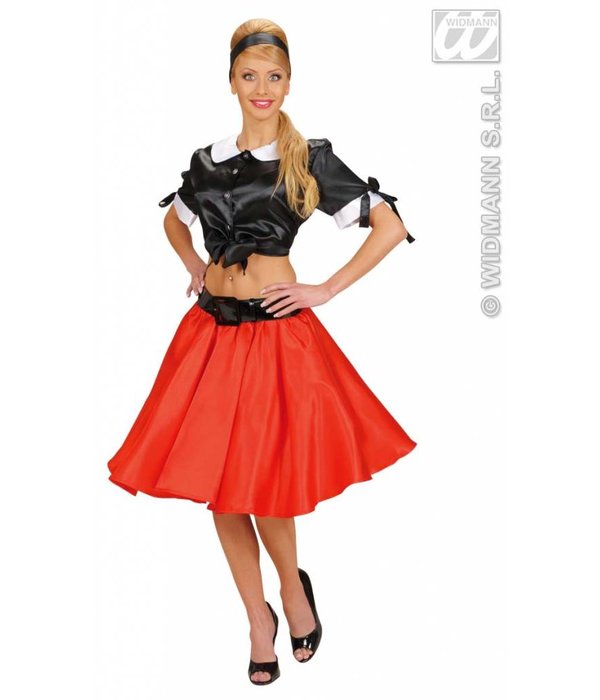 Satijnen rokje met petticoat rood