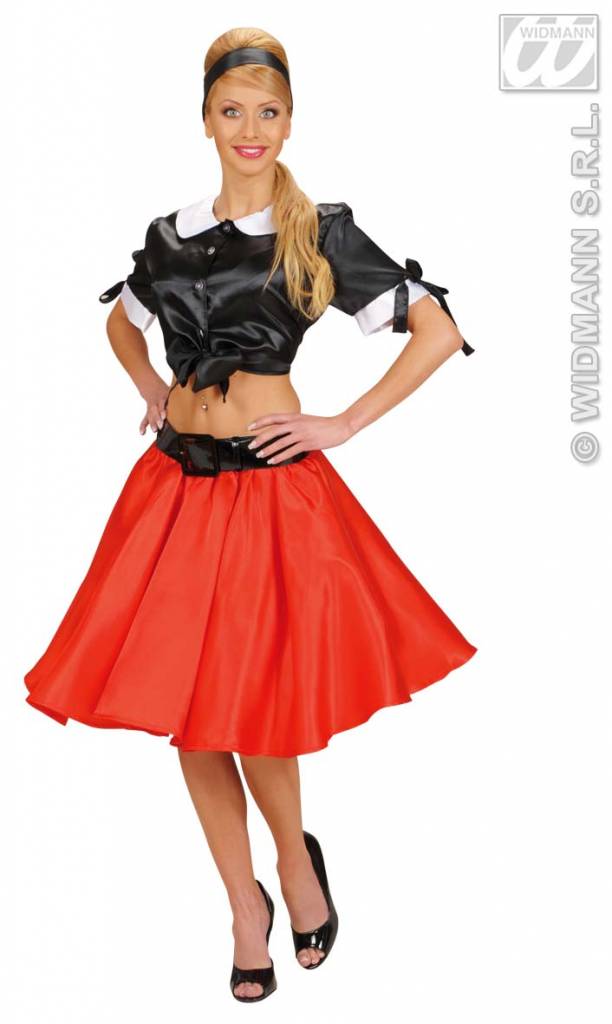 Satijnen rokje met petticoat rood afbeelding