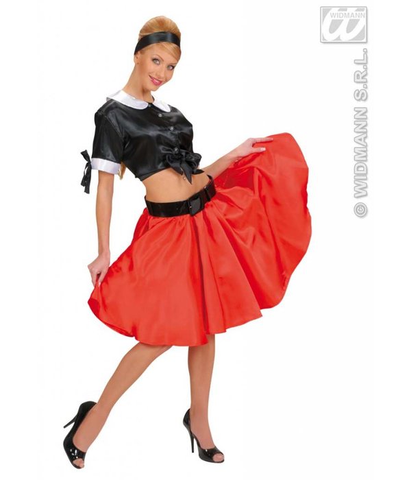 Satijnen rokje met petticoat rood