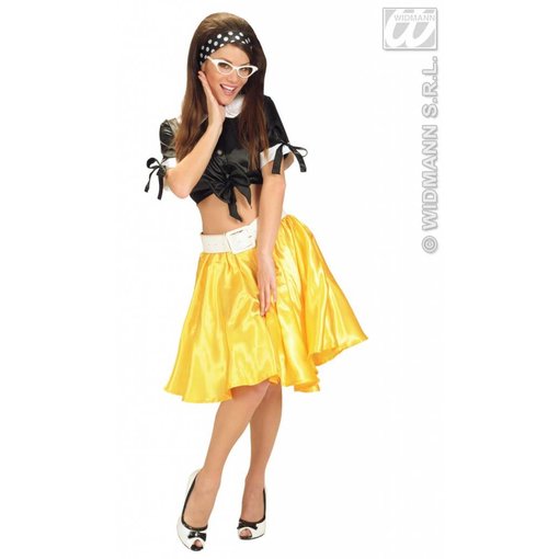 Satijnen rokje met petticoat geel