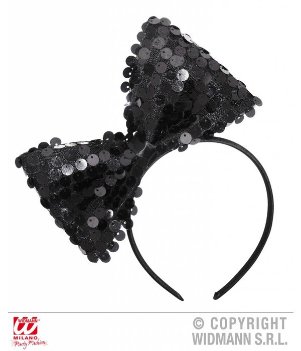 Hoofdband met paillettenstrik zwart