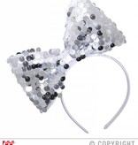 Hoofdband met paillettenstrik zilver