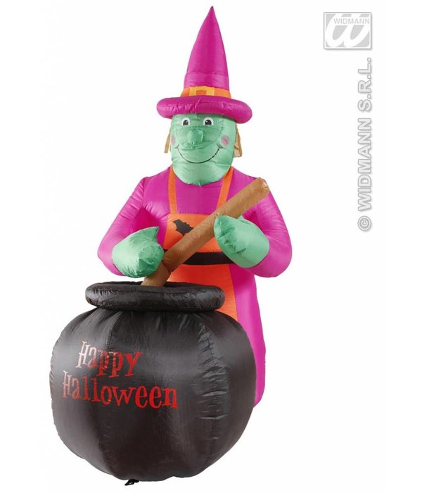 Opblaasbare Heks met ketel 183cm