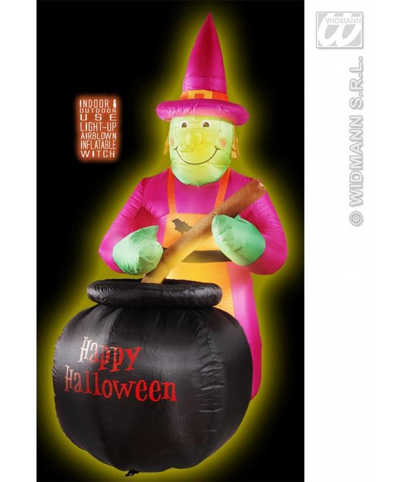 Opblaasbare Heks met ketel 183cm
