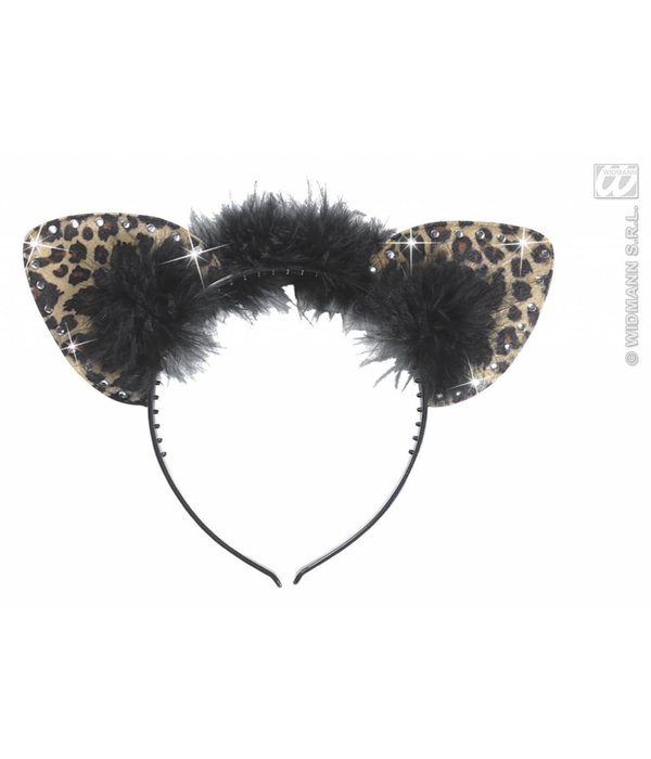 Oren luipaard met steentjes en veren